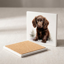 Boykin Spaniel Puppy Drawing ceramic coasters set of 4, cork back