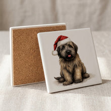 Briard Puppy Drawing ceramic coasters set of 4, cork back