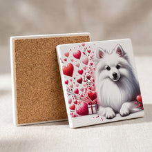 American Eskimo Dog ceramic coasters set of 4, cork back