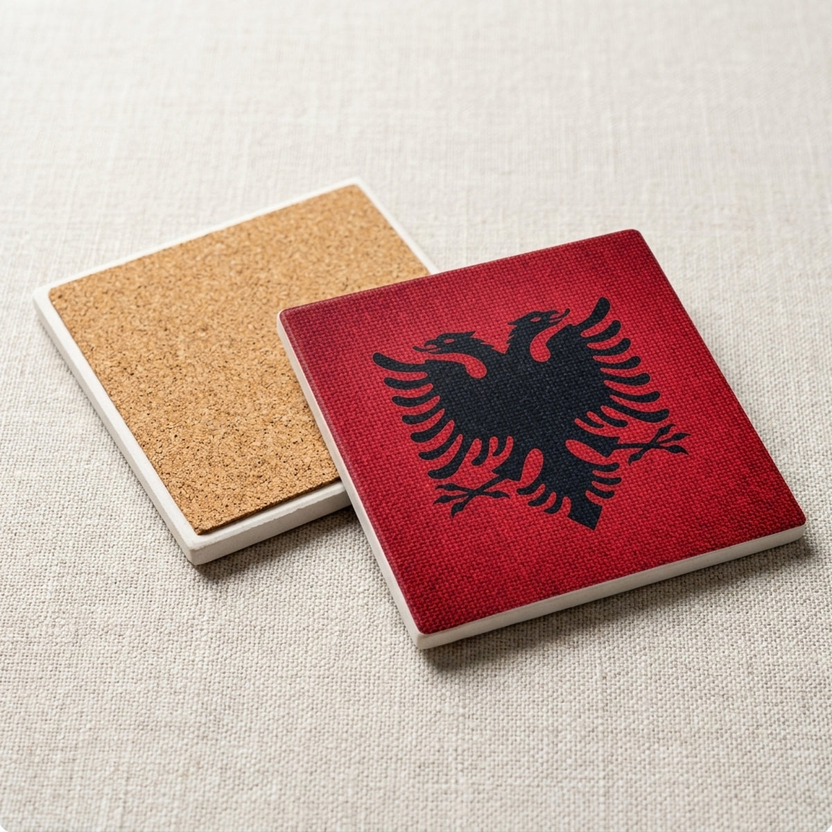 Albania Flag Pride ceramic coasters set of 4, cork back