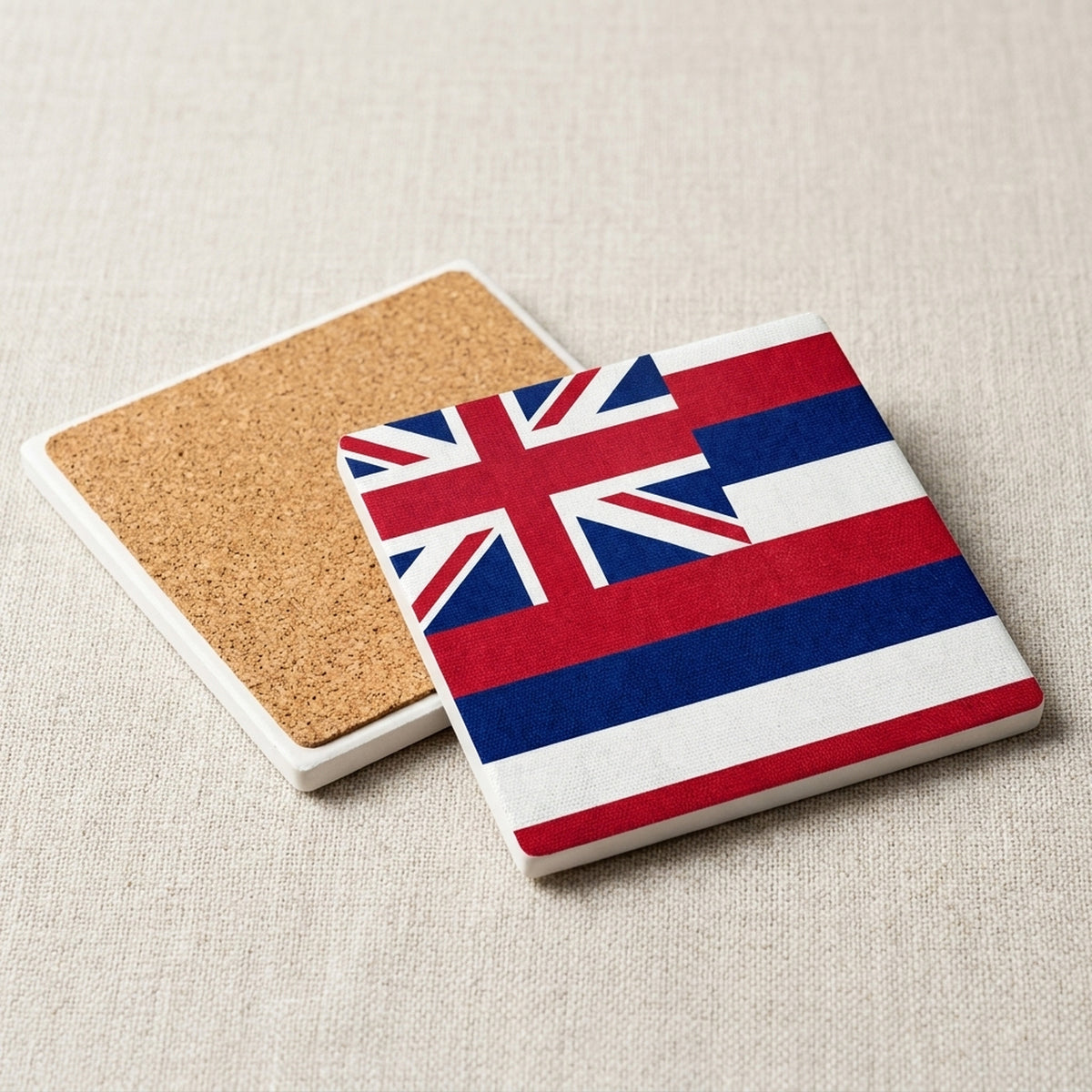 Hawaii State Flag ceramic coasters set of 4, cork back