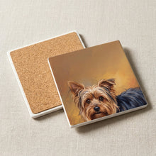 Yorkshire Terrier Portrait ceramic coasters set of 4, cork back