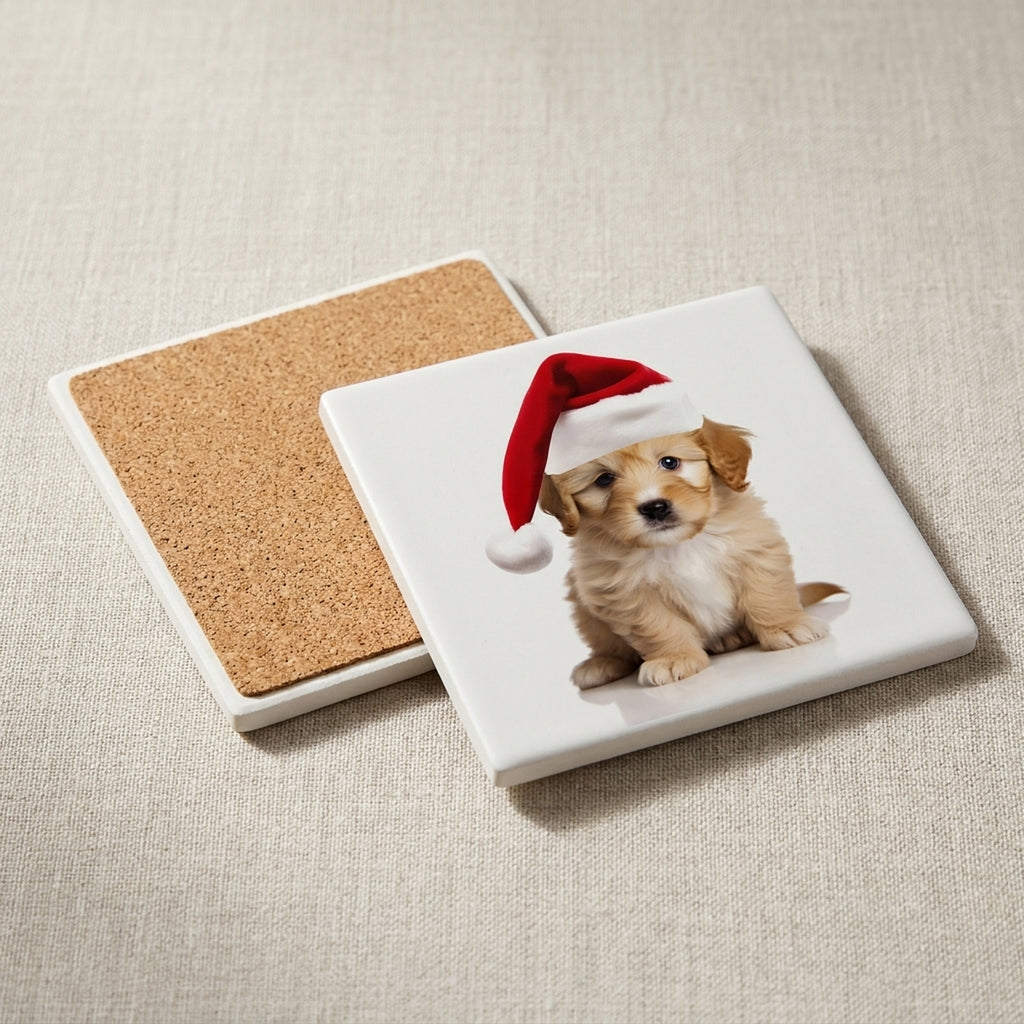 Lagotto Romagnolo Puppy ceramic coasters set of 4, cork back