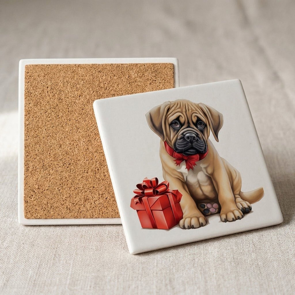Boerboel Puppy Drawing ceramic coasters set of 4, cork back
