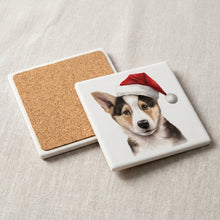 Canaan Dog Puppy Drawing ceramic coasters set of 4, cork back