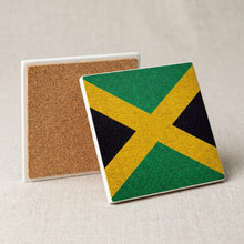 Jamaica Flag Pride ceramic coasters set of 4, cork back