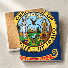 Idaho State Flag ceramic coasters set of 4, cork back