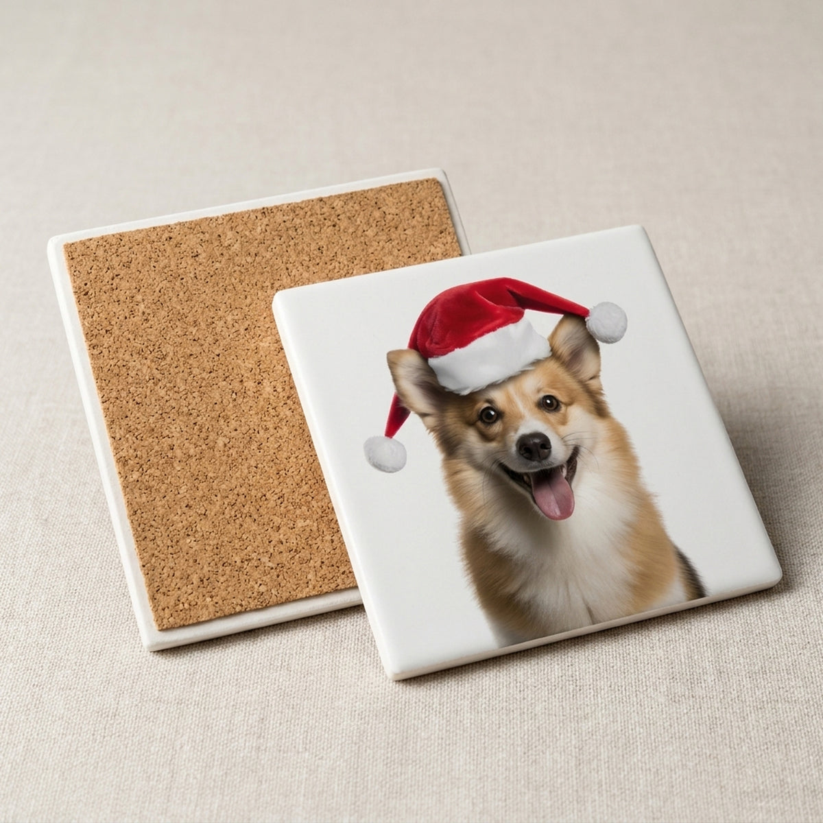 Icelandic Sheepdog ceramic coasters set of 4, cork back