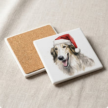 Borzoi Puppy Drawing ceramic coasters set of 4, cork back