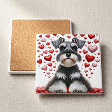 Miniature Schnauzer ceramic coasters set of 4, cork back