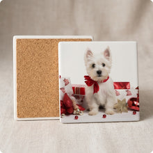 West Highland White Terrier Puppy ceramic coasters set of 4, cork back