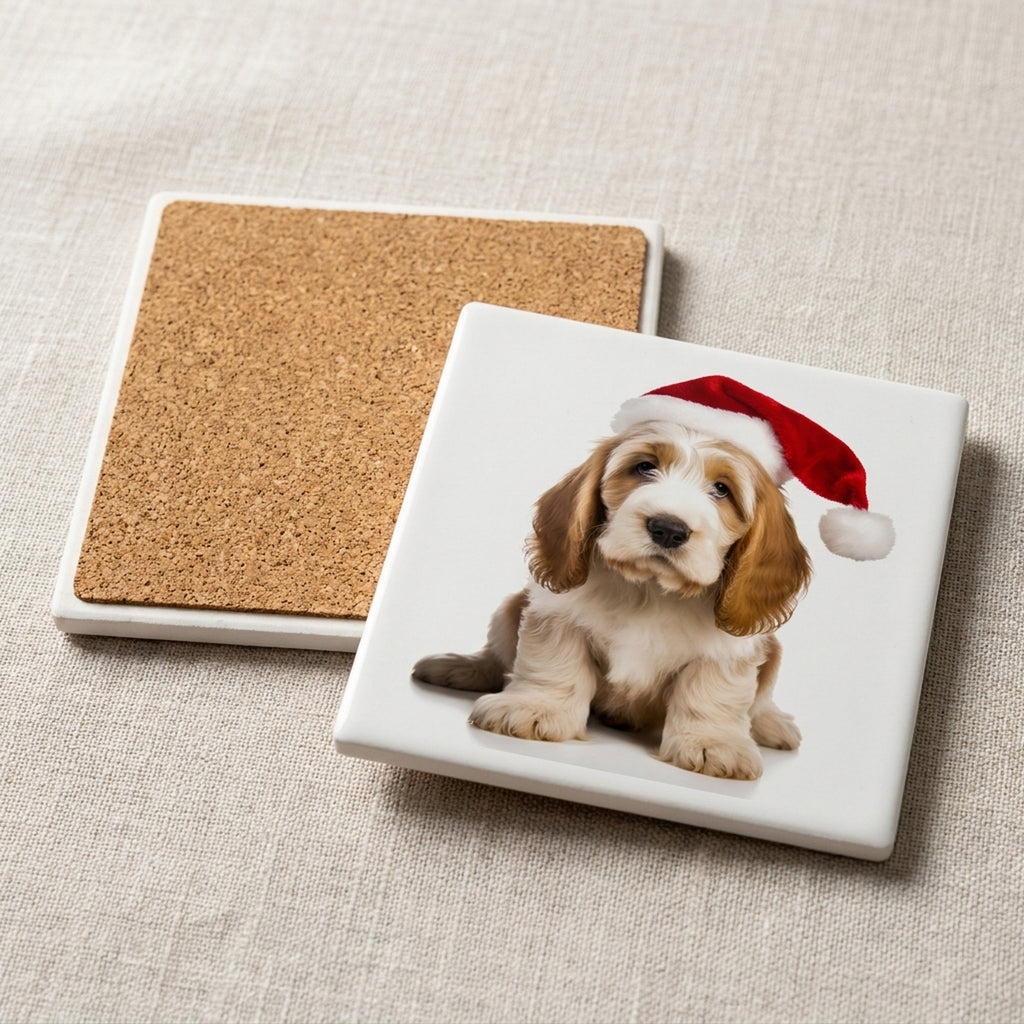 Grand Basset Griffon Vendéen Puppy ceramic coasters set of 4, cork back