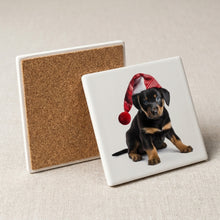 Beauceron Puppy ceramic coasters set of 4, cork back