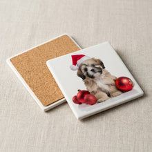Lhasa Apso Puppy ceramic coasters set of 4, cork back
