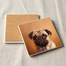 Pug Portrait ceramic coasters set of 4, cork back