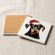 Doberman Pinscher Puppy Drawing ceramic coasters set of 4, cork back
