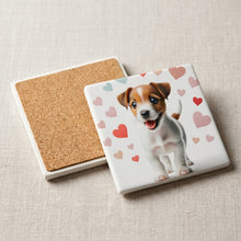 Jack Russell Terrier ceramic coasters set of 4, cork back