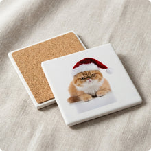 Exotic Shorthair Cat ceramic coasters set of 4, cork back