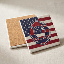 Firefighter Maltese Flag ceramic coasters set of 4, cork back