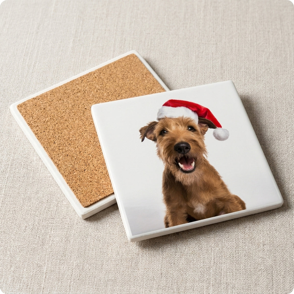 Irish Terrier ceramic coasters set of 4, cork back
