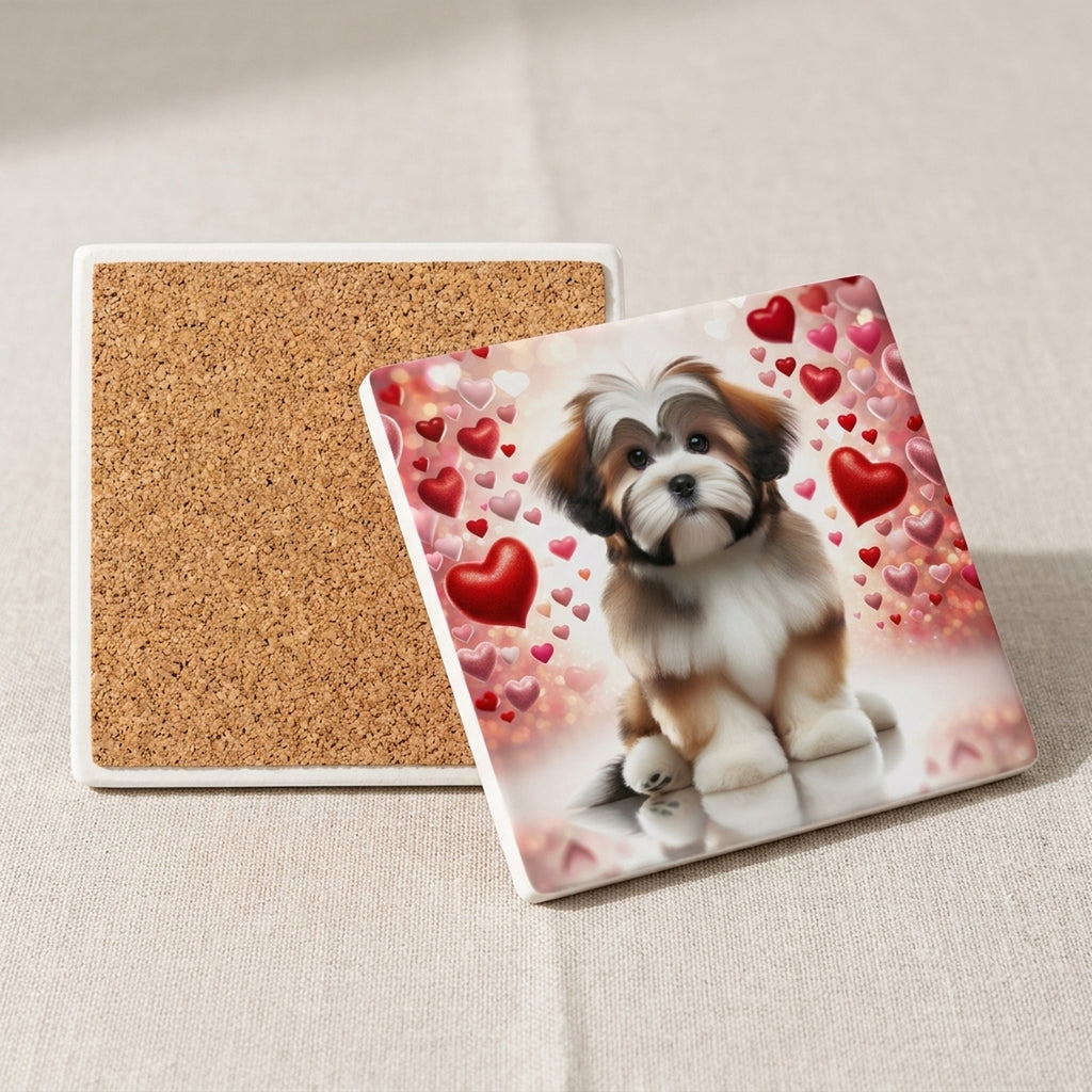 Shih Tzu ceramic coasters set of 4, cork back