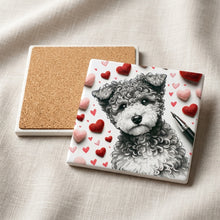 Poodle ceramic coasters set of 4, cork back