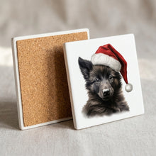 Belgian Sheepdog Puppy Drawing ceramic coasters set of 4, cork back
