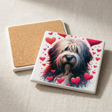 Bearded Collie ceramic coasters set of 4, cork back