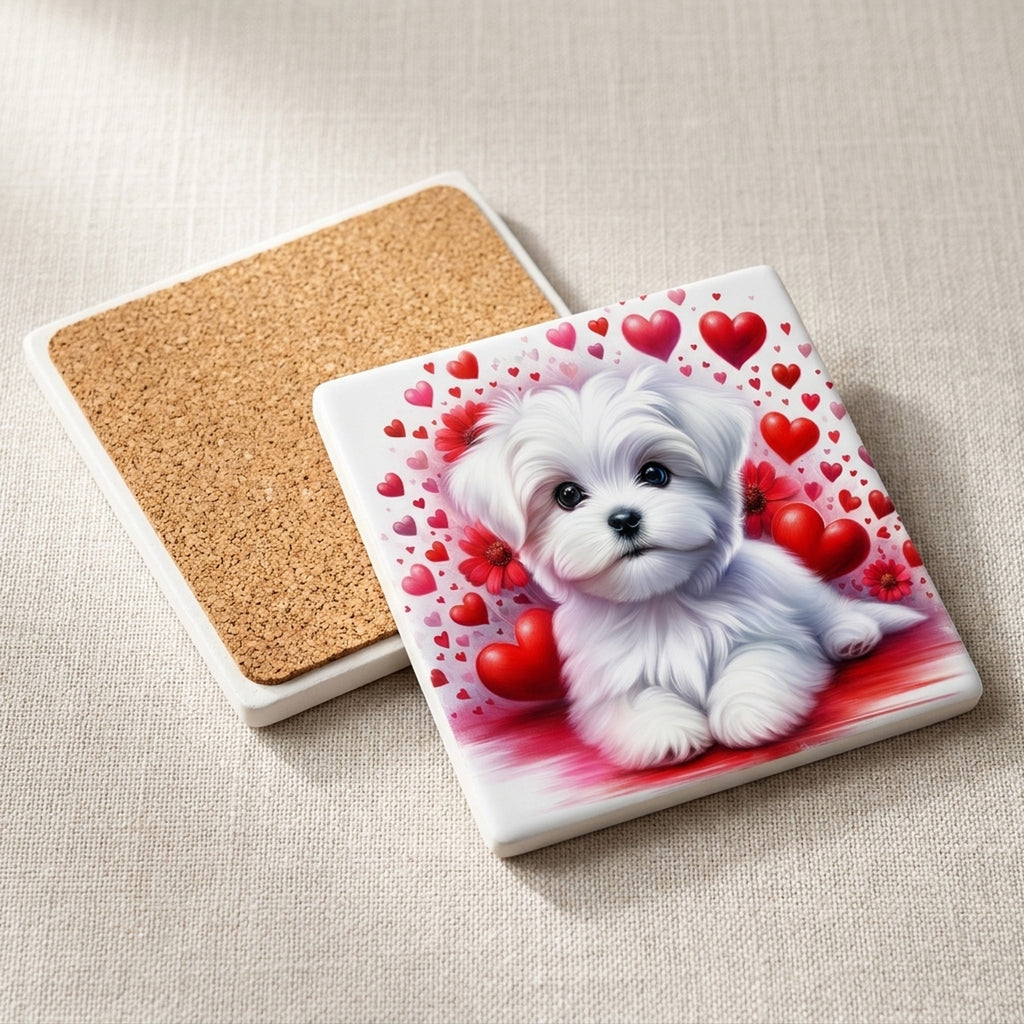 Maltese ceramic coasters set of 4, cork back