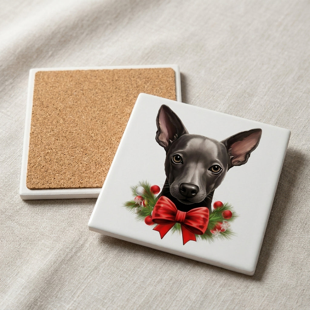 Xoloitzcuintli Puppy Drawing ceramic coasters set of 4, cork back