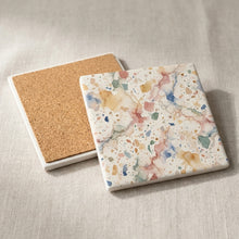 Terrazzo ceramic coasters set of 4, cork back