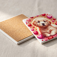 Golden Retriever ceramic coasters set of 4, cork back