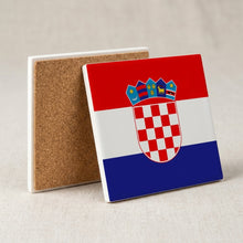 Croatia Flag Pride ceramic coasters set of 4, cork back