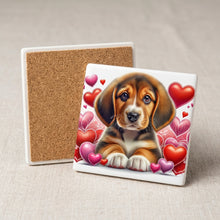 Beagle ceramic coasters set of 4, cork back