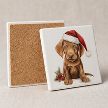 Wirehaired Vizsla Puppy Drawing ceramic coasters set of 4, cork back