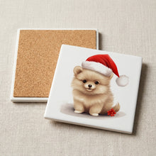 Pomeranian Puppy Drawing ceramic coasters set of 4, cork back