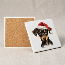 Manchester Terrier Puppy Drawing ceramic coasters set of 4, cork back