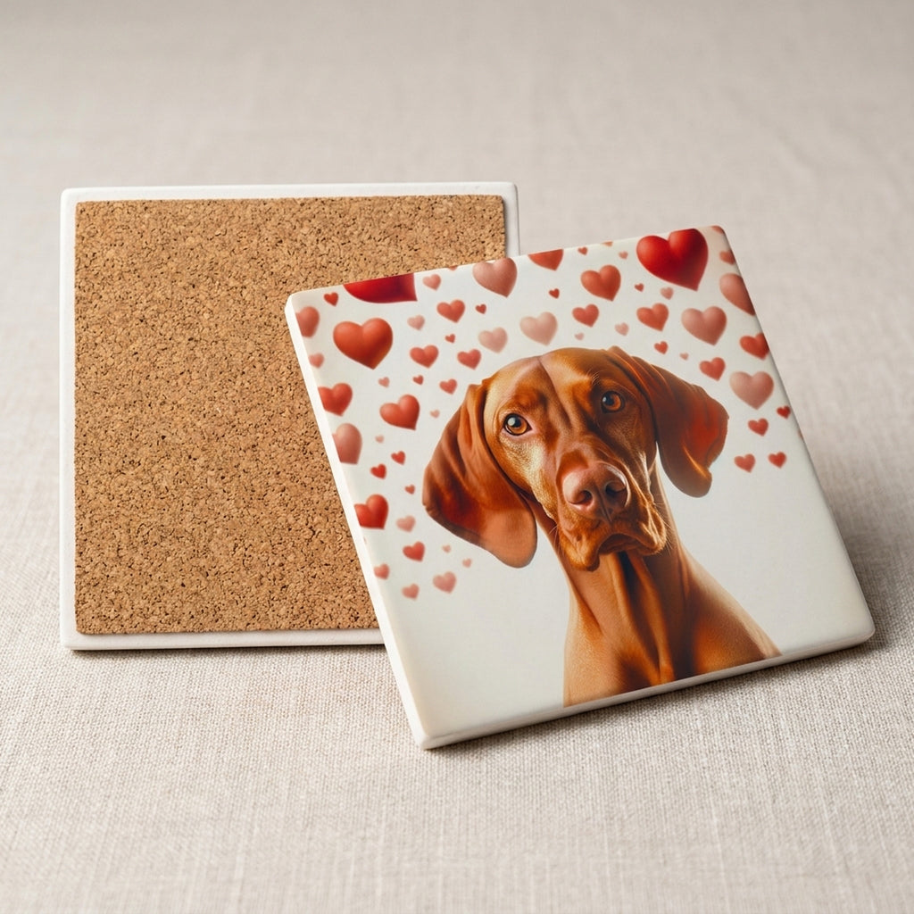 Vizsla ceramic coasters set of 4, cork back