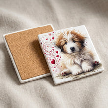Bearded Collie ceramic coasters set of 4, cork back