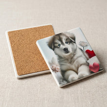 Siberian Husky ceramic coasters set of 4, cork back