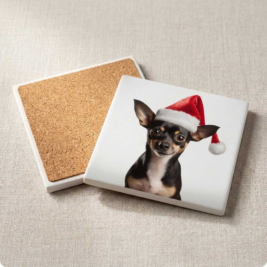 Rat Terrier ceramic coasters set of 4, cork back