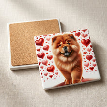 Chow Chow ceramic coasters set of 4, cork back
