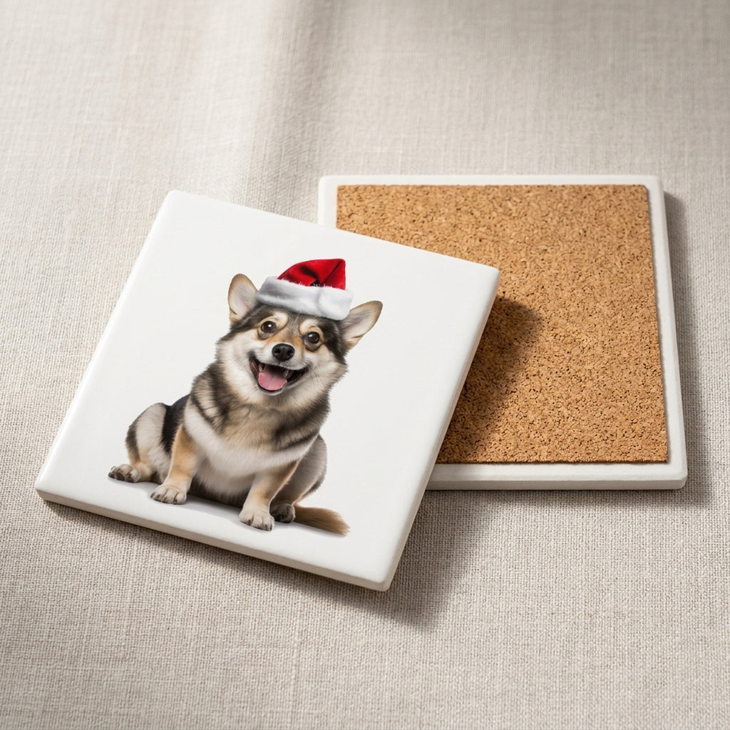Swedish Vallhund ceramic coasters set of 4, cork back
