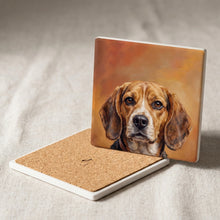 Beagle Portrait ceramic coasters set of 4, cork back