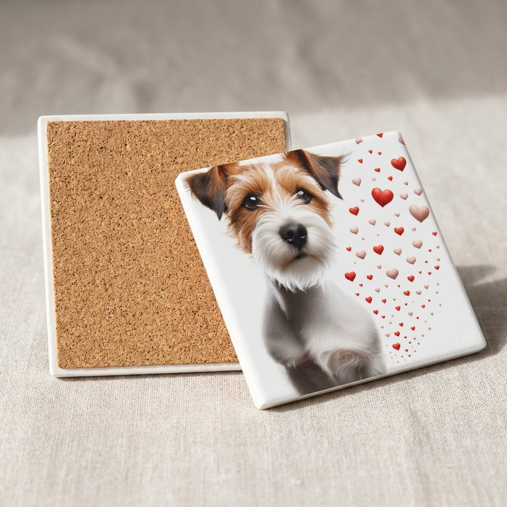Jack Russell Terrier ceramic coasters set of 4, cork back