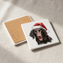 Curly-Coated Retriever ceramic coasters set of 4, cork back