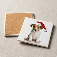 Parson Russell Terrier Puppy ceramic coasters set of 4, cork back