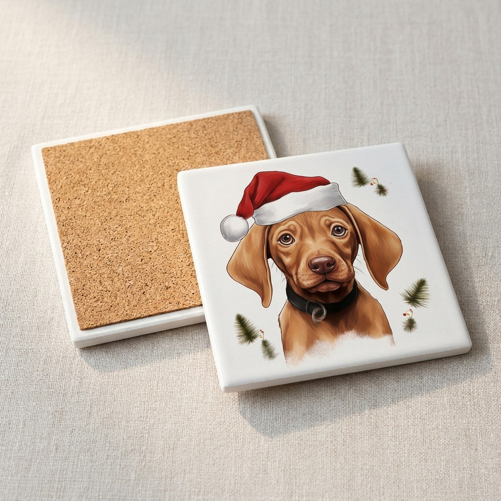 Vizsla Puppy Drawing ceramic coasters set of 4, cork back