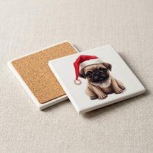 Pug Puppy Drawing ceramic coasters set of 4, cork back