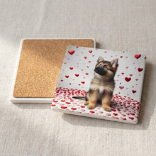 German Shepherd Dog ceramic coasters set of 4, cork back